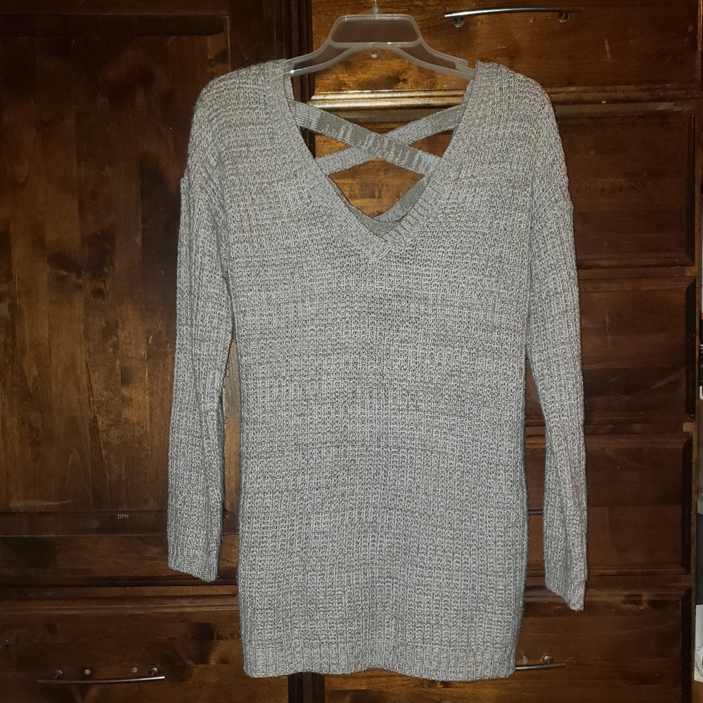 Gray sweater.